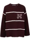 Palm Angels Embroidered-monogram Striped Jumper In Red