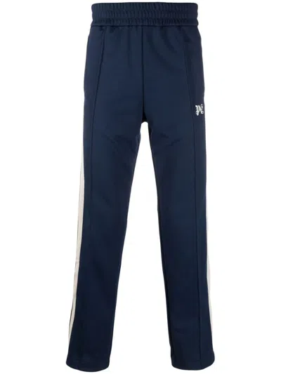 Palm Angels Embroidered-monogram Track Pants In Navy Blue