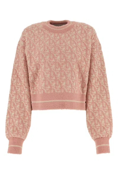 Palm Angels Embroidered Nylon Blend Sweater In Pink