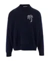 Palm Angels Embroidered Palm Sweater Black White In Black