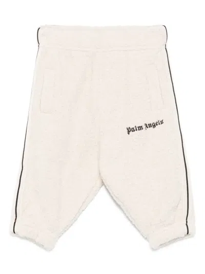 Palm Angels Babies' Embroidered-side Stripe Trousers In Neutral
