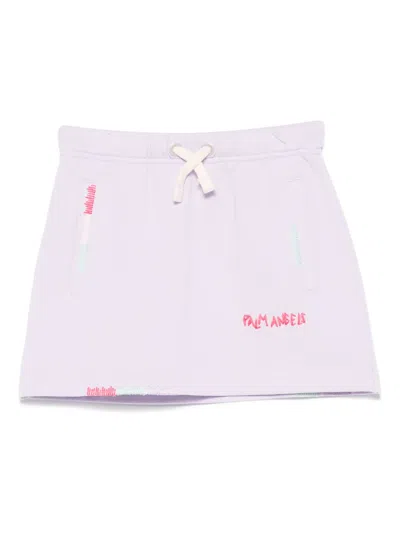 Palm Angels Kids' Embroidered Skirt In 紫色