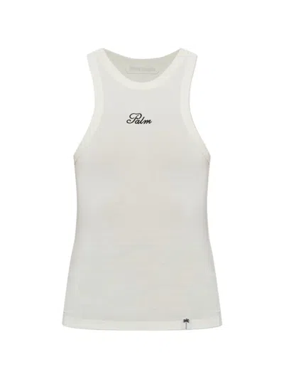 Palm Angels Embroidered-logo Tank Top In White