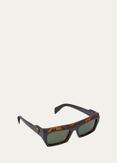 Palm Angels Empire Acetate Rectangle Sunglasses In Brown