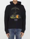 Palm Angels Enzo Graphic Print Hoodie With Ribbed Finish In Black