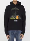 Palm Angels Enzo Graphic Print Hoodie With Ribbed Finish In Black