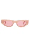 Palm Angels Sculpted Cat-eye Frame Sunglasses With Protective Case In Cameo Red