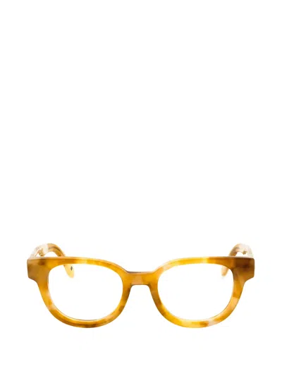 Palm Angels Eyewear Logo-plaque Round-frame Glasses In White