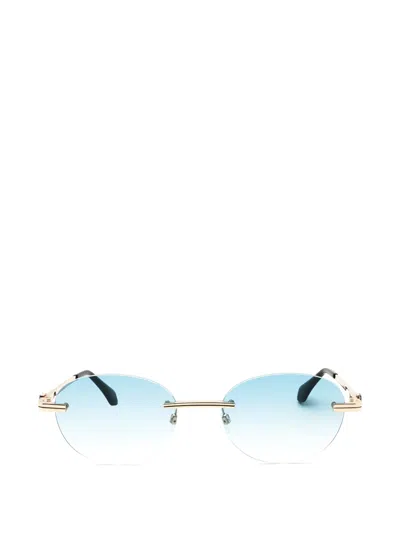 Palm Angels Eyewear Oval-frame Rimless Sunglasses In Gold