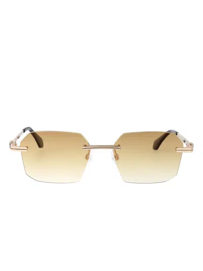 Palm Angels Eyewear Rectangle-frame Gradient Sunglasses In Gold