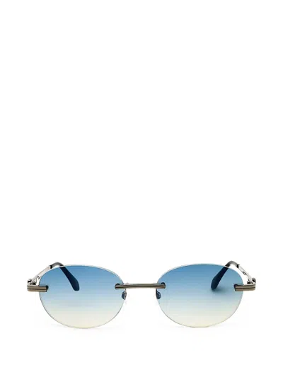 Palm Angels Eyewear Rimless Oval-frame Sunglasses In Blue