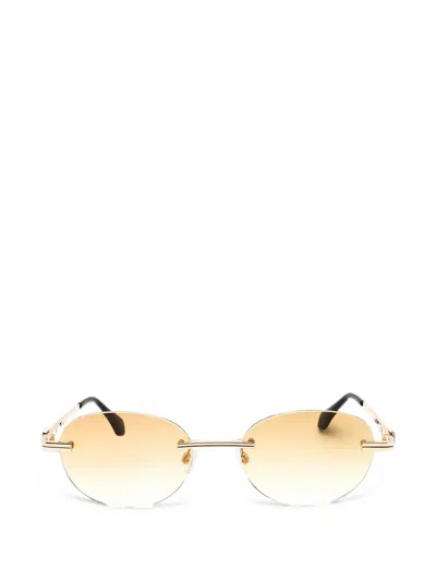 Palm Angels Eyewear Rimless Oval-frame Sunglasses In Brown