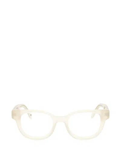 Palm Angels Eyewear Round-frame Logo-plaque Glasses In Neutral
