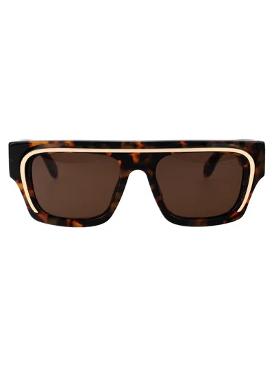 Palm Angels Eyewear Salton Square Frame Sunglasses In Brown