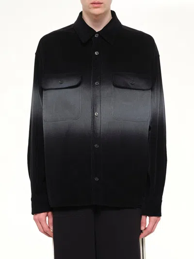 Palm Angels Faded Effect Classic Logo Loose Overshirt In Black