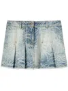 Palm Angels Palms-jacquard Pleated Mini Skirt In Blau