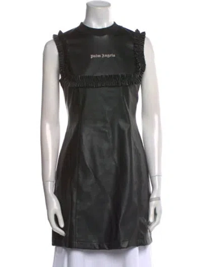 Pre-owned Palm Angels Faux Leather Mini Dress In Black