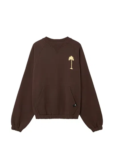 Palm Angels Feel High Regular Crewneck Sweatshirt In Brown