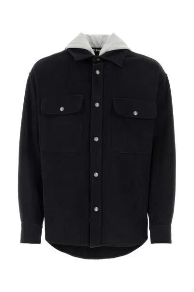 Palm Angels Midnight Blue Cotton Oversize Shirt In Black