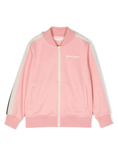Palm Angels Kids' Felpa Con Logo In Pink