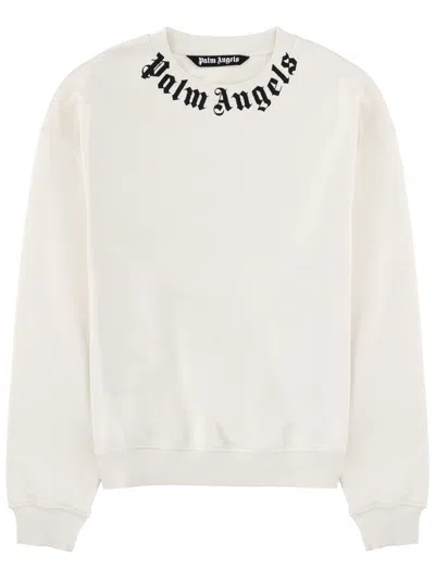 Palm Angels Relaxed-fit Cotton Sweatshirt With Signature Print In White