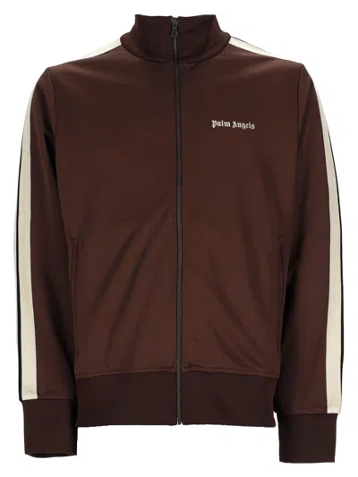 Palm Angels Brown Sleeve Stripes Polyester Zip-through Knit Jacket