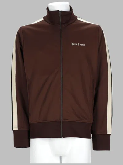Palm Angels Brown Sleeve Stripes Polyester Zip-through Knit Jacket