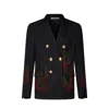 Palm Angels Flame-print Double-breasted Blazer In Black