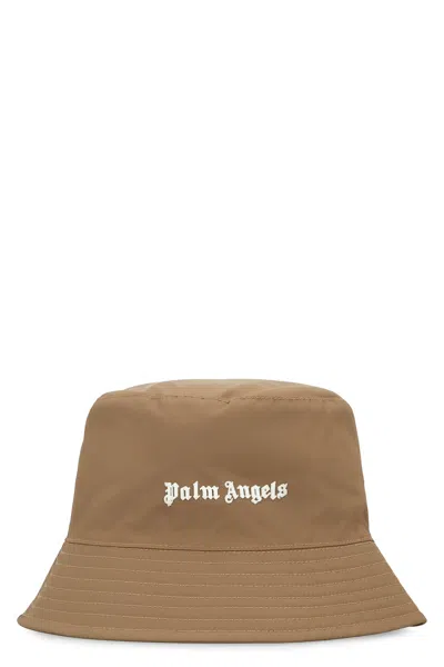 Palm Angels Fishermans Hat With Logo In Brown