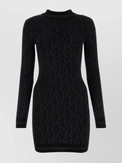 PALM ANGELS FITTED RIBBED CREW-NECK MINI DRESS