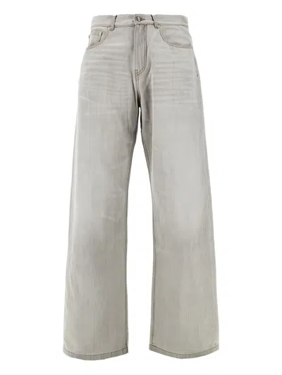 Palm Angels Five-pockets Tonal-stitching Jeans In Gray
