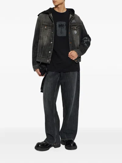 Palm Angels Five-pocket Straight-leg Jeans In Black