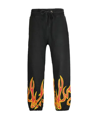Palm Angels Flame-detail Cotton Joggers In Black