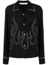 Palm Angels Flame-embroidered Shirt Crystal Embellishments In Multicolor