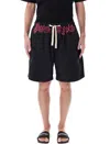 Palm Angels Shorts Logo In Black Fuchsia