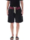 Palm Angels Shorts Logo In Black Fuchsia