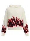 Palm Angels Flame-print Hoodie In White