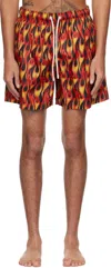 Palm Angels Flame-print Swim Shorts In Red