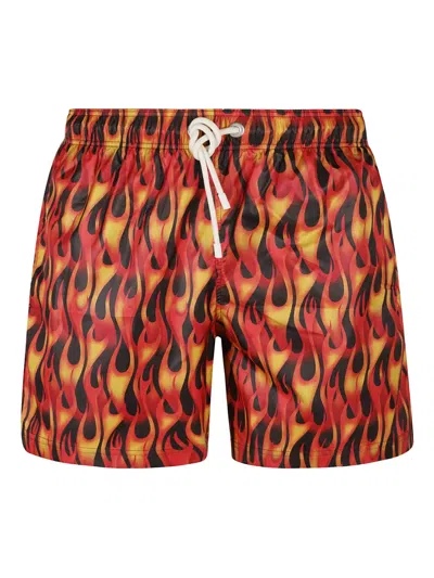 PALM ANGELS FLAME-PRINT SWIM SHORTS