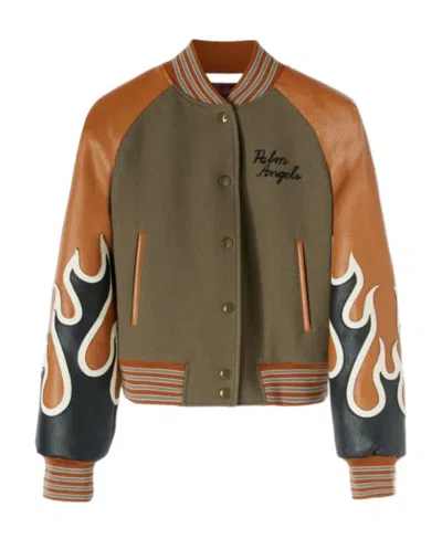 PALM ANGELS PALM ANGELS LOGO EMBROIDERED BOMBER JACKET