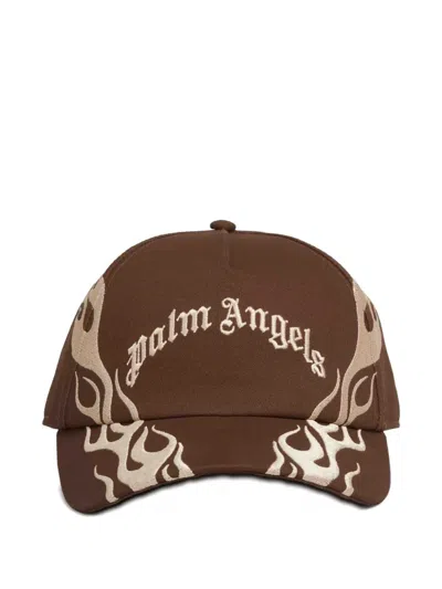 Palm Angels Flame-embroidered Baseball Cap In White