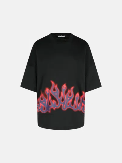 Palm Angels 'flames' Black Cotton T-shirt