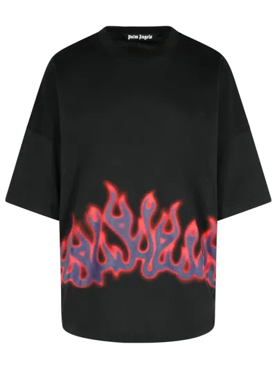 Palm Angels Flames Over T-shirt In Black
