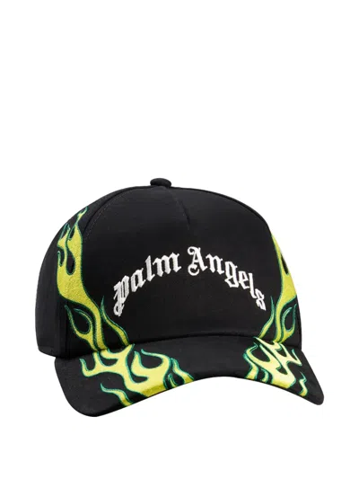 Palm Angels Flames Logo Curved Cap In Neutral