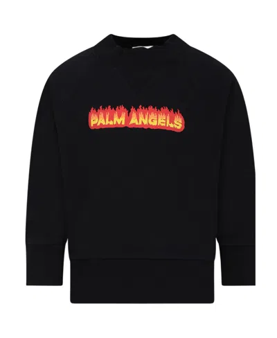 PALM ANGELS PALM ANGELS KIDS FLAMES LOGO-PRINTED CREWNECK SWEATSHIRT