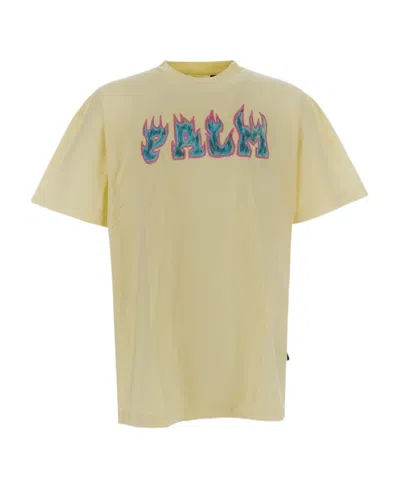 Palm Angels Flames Logo-print T-shirt In Nude