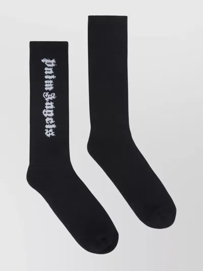 PALM ANGELS FLAMES LOGO RIBBED SOCKS