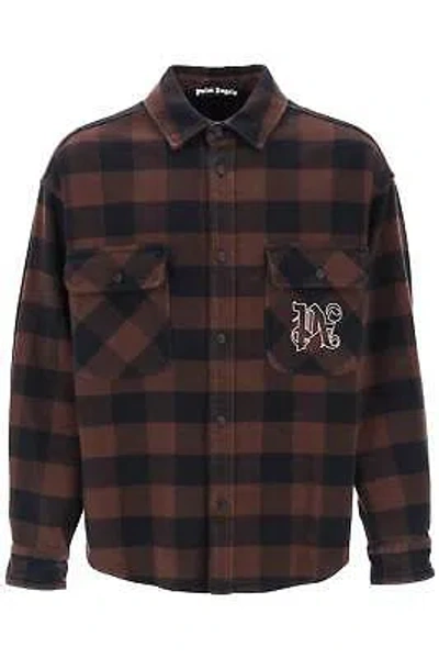 Pre-owned Palm Angels Flannel Overshirt With Check Motif In Brown