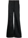 Palm Angels Black Black Flare-leg Trousers In Black