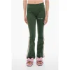 Palm Angels Flared Joggers With Contrasting Side Band In Green